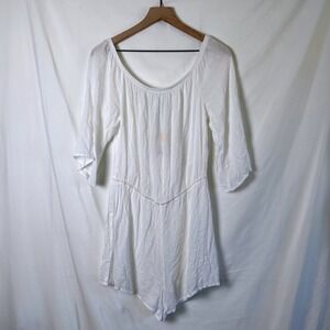 NWT Kona Sol Womens Sheer Romper White Size M Beach Bathing Suit Cover Coastal